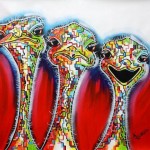 Schilderij betaalbare kunst drie struisvogels